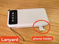 YM-489 Batterie externe multi-ports ultra-fine et légère 20000 mAh à chargement rapide avec 4 câbles intégrés Micro USB, support de téléphone et cordon – Meilleure vente