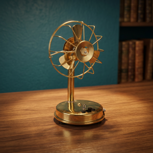 Ventilateur de table en laiton antique plaqué or, décoratif, fonctionnel, de forme circulaire, finition polie, décoration d'intérieur - Product Image 1