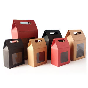 กล่องของขวัญกระดาษคราฟท์หน้าต่างพับได้กล่องใส่ช็อคโกแลตลูกกวาดคริสต์มาสแบบพกพาพร้อมที่จับ - Product Image 1