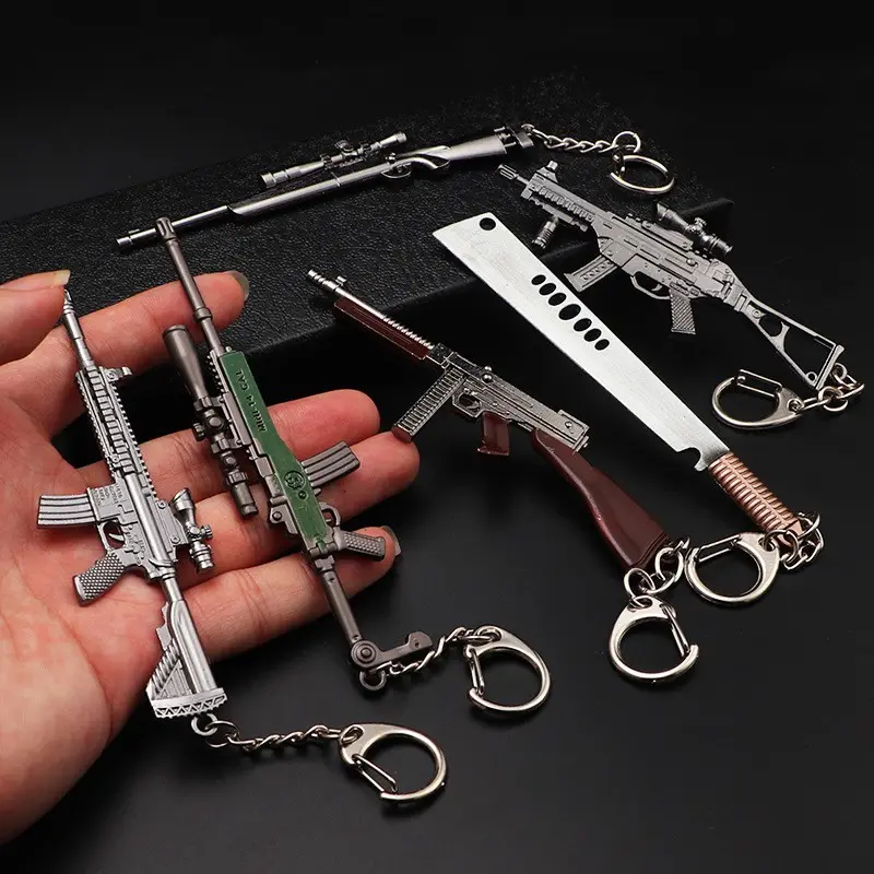 Hoge Kwaliteit Metalen Pistool Speelgoed Pistool Speelgoed Miniatuur Ak Flesopener Sleutelhanger Accessoires