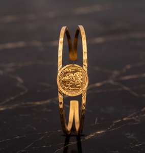 DIVYORO Designer Ornate Heritage Emblem Gold Kada Bracelet for <b>Men</b> Classic Gold Plated <b>Bangle</b> Traditional Fashion Jewelry - Product Image 4