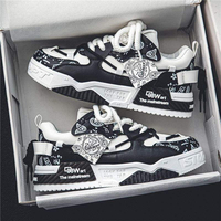 Nouvelles Chaussures de Marche Athlétiques Polyvalentes pour Hommes, Montantes, Style Skateboard, Plateforme Étudiante, Confortables, Respirantes, en Tissu Extensible et PU