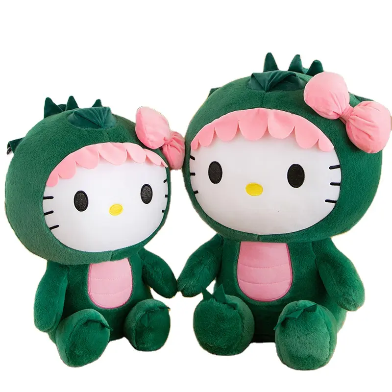 HL New Green Dinosaur Drag KT Hallo Kitty Kulomi Large Size Girls Cute Plush Kids Doll Super Soft Toy for Kids
