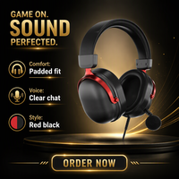 Headset Gaming Berkabel Over Ear dengan Mikrofon, Peredam Kebisingan Aktif, Driver Dinamis untuk PC, Konsol, dan Perjalanan