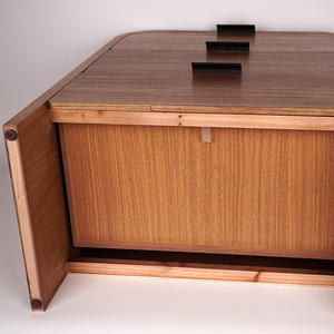 Table de chevet ronde en bois <span class=keywords><strong>avec</strong></span> 3 tiroirs, finition noyer de luxe, pour chambre à coucher, hôtel, villa, meubles - Product Image 5