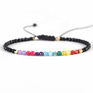 Bracelet en perles tressée à la mode, bijou réglable, Yoga Chakra, 3mm, offre spéciale