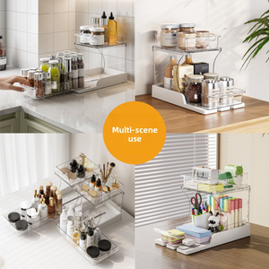 2-Tier nhà bếp phòng tắm bồn rửa nhựa lưu trữ giá kệ kéo ra Stackable Tủ tổ chức - Product Image 6