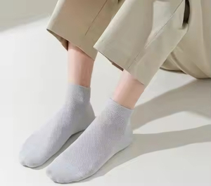 Wholesale Classical Plain Mesh Men's Short Custom Cotton Business <b>Socks</b> – Summer Casual Ankle <b>Socks</b> - Product Image 4