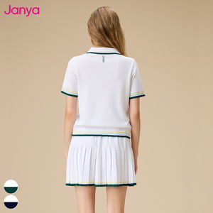 Conjunto de Dos Piezas de Ropa Deportiva para <span class=keywords><strong>Mujer</strong></span> Janya, Camiseta de Golf de Manga Corta con Cuello Polo, Minifaldas Plisadas con Bloques de Color, para <span class=keywords><strong>Tenis</strong></span> y Pickleball - Product Image 3