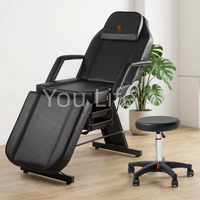 Neues Design Faltbare Kosmetikliege mit Salonhocker und Aufbewahrungsbox für Salon Spa Massagetisch aus Leder in Verschiedenen Farben