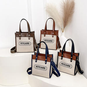 Bolso Bandolera Casual para Mujer 2025, Bolso de Mano de Lona de Gran Capacidad, Diseño Versátil con Letras Geométricas para Uso Diario - Product Image 1