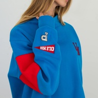 Sweat à capuche surdimensionné en coton pour femme, brodé sur mesure, col rond, tricoté, design de créateur, ensemble unisexe, personnalisation avec logo