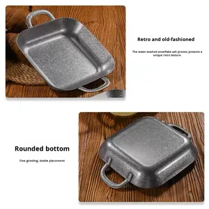 <span class=keywords><strong>Assiette</strong></span> plate <span class=keywords><strong>carrée</strong></span> vintage à double anse, écologique, de qualité alimentaire, pour usage commercial, idéale pour poulet frit et frites - Product Image 5