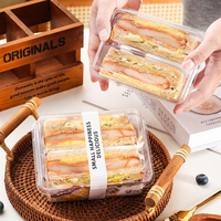 Boîte à sandwich en plastique PET recyclable transparente avec séparateur, 100 pièces, contenants alimentaires jetables divisés pour gâteaux, boulangerie, à emporter
