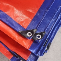 Bâche en PE robuste bicolore, bleu foncé à l'extérieur, orange à l'intérieur, anti-âldonnement, pour abri de stockage, entrepôt, ferme, chantier.
