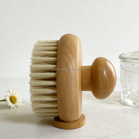 Brosse corporelle ovale en bois personnalisée avec logo PSH, poils en nylon, réutilisable, pour massage, exfoliation, douche, bain, nettoyage de la peau sèche