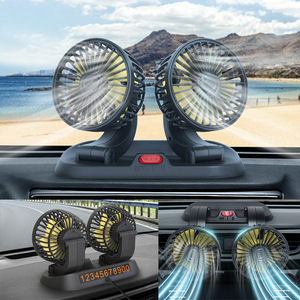 Car <b>Fan</b> USB/12V/24V Double-<b>head</b> Adjustable 360. Car <b>Fan</b> Silent 2-speed Multi-functional Temporary Parking Card Car <b>Fan</b> - Product Image 4