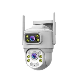 V380 Kamera CCTV, pengawasan IP penglihatan malam warna penuh luar ruangan 720P IP66 lensa ganda 360 jaringan Video 5MP 2MP CMOS P2P