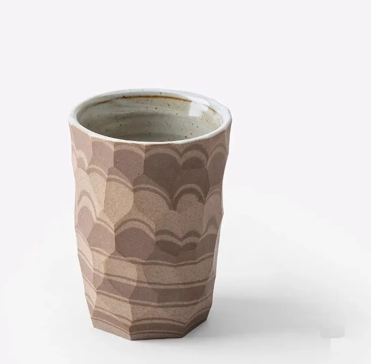 Irregular marrom dois tons cerâmica japonês caneca porcelana chá copos para uso doméstico