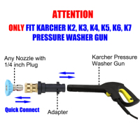 Adaptateur pour pistolet de lavage haute pression, raccord rapide 1/4'', compatible