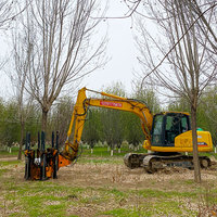 Shandong Tree Spade, transplanteur d'arbres pour chargeuse compacte et excavatrice, avec engrenage central, pour excavatrice de 6 tonnes, 60 mm, jaune, 1