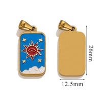 Mystic 18K PVD Chapado en oro Colgante de acero inoxidable Sol Luna Estrella Fuerza Simbólica Tarot Tarjeta Collar Encantos Esmalte colorido