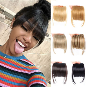 Clip-In Extension Sintético Blunt Bangs Hair Fringe <span class=keywords><strong>Natural</strong></span> Falso postizo Clip en flequillo Color <span class=keywords><strong>de</strong></span> <span class=keywords><strong>flecos</strong></span> sintéticos para mujeres - Product Image 1