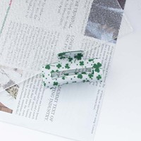 Vente en gros d'accessoires capillaires pour les fêtes en Irlande, Jour de la Saint-Patrick, pinces à cheveux créatives rectangulaires à motif de trèfle vert, mignonnes pour les fêtes