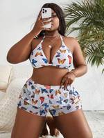 Maillot de bain personnalisé pour femmes grandes tailles, short de bain floral, anti-UV, séchage rapide, tankinis grandes tailles, autres tankinis courts, vêtements de bain