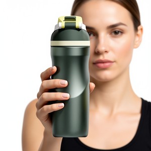 Borraccia Termica da Campeggio in Acciaio Inox con Logo Personalizzato, Doppia Parete Isolata Sottovuoto, Coperchio con Manico, Antigoccia, Mantenimento <span class=keywords><strong>Termico</strong></span> 24 Ore - Product Image 2