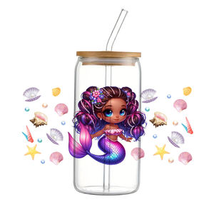 Nero ragazza del bambino cartone animato UV impermeabile DTF Cup adesivo 16oz per Scrapbook custodia per telefono in ceramica - Product Image 5