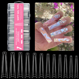 Más Vendidos: 240 Uñas Acrílicas Transparentes <span class=keywords><strong>de</strong></span> Cobertura Completa Tipo Ataúd, <span class=keywords><strong>Puntas</strong></span> Acrílicas Suaves Transparentes con Caja OEM - Product Image 3