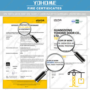Portes <span class=keywords><strong>coupe</strong></span>-<span class=keywords><strong>feu</strong></span> modernes en bois Foshan Yohome pour hôtels et villas, conformes aux normes CE, résistance au <span class=keywords><strong>feu</strong></span> 30, 60, 90 minutes - Product Image 2