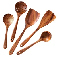 Ustensiles de cuisine réutilisables, pièces, ustensile de cuisine écologique, accessoires de cuisine en bois avec 5 pièces, outils pour la cuisine