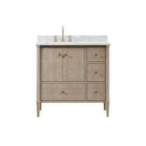 Meuble-lavabo de salle de bain en bois avec double vasque en chêne - Product Image 3