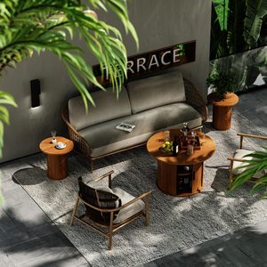Medieval style wooden side <b>table</b>, small apartment wooden side <b>table</b>, modern minimalist style solid wood round coffee <b>table</b> - Product Image 1