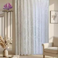 Rideaux Jacquard Floraux 3D Personnalisés 100% Polyester Style Moderne Effets de Lumière et d'Ombre Ignifuges Voilage pour Salon
