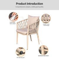 Meubles de jardin modernes pliables en rotin et corde d'aluminium pour entrepôt, hôtel, patio, balcon, extérieur, salle à manger, style américain et français