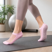 Chaussettes de yoga respirantes à cheville, antidérapantes personnalisées pour le Pilates, le fitness, la gym et le studio, en coton doux avec revers à ressort au bas
