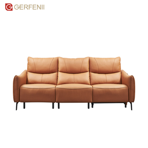 Canapé inclinable extensible de luxe en cuir véritable blanc, style moderne et épuré, avec mousse haute densité et structure en bois, pour home cinéma et salon A088-A - Product Image 5