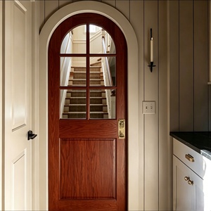 Porte intérieure moderne en bois massif cintrée |   Porte coulissante à fermeture douce pour garde-manger de cuisine - Product Image 4