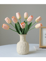 Bunga Tulip Buatan Lateks Real Touch Tangkai Tunggal 45cm, Bunga Tulip Palsu untuk Dekorasi Interior Hotel, Pesta, dan Dinding Bunga DIY