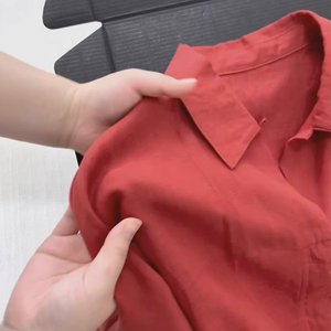 Abito Midi Casual in Lino e Cotone con Collo a <span class=keywords><strong>Polo</strong></span> per Donna, <span class=keywords><strong>Vestito</strong></span> Estivo Naturale in Lino Ecologico e Lavabile - Product Image 2