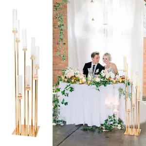 Bán buôn Vàng đám cưới centerpieces mới đặc trưng kim loại nến chủ đám cưới trung tâm Bảng trang trí cho tiệc cưới