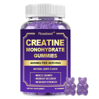 Complément alimentaire sportif en gommes à la saveur de raisin sans sucre, végétalien, 4000 mg de créatine monohydrate, marque privée, avec BCAA