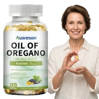 Ausreson OEM Capsules d'huile de graines d'origan noires, Complément de soutien immunitaire, Antioxydant, Capsules molles d'huile d'origan et de graines noires pures