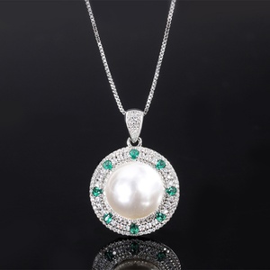 Juego de Joyería Nupcial de Dos Tonos con Perlas de Concha Blanca de 14 mm y Circonita Cúbica de Latón Ecológico, Venta al por Mayor del Fabricante - Product Image 4