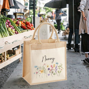 Sac fourre-tout robuste en toile de jute et lin imperméable, broderie personnalisée, ouverture supérieure, doublure en toile, promotionnel hiver été automne - Product Image 3