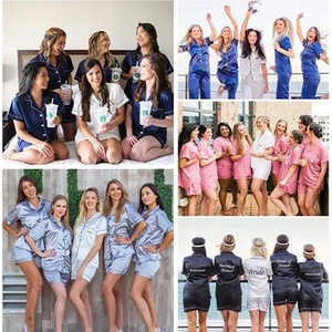 Abbigliamento da notte da donna di lusso estivo in raso di <span class=keywords><strong>seta</strong></span> di alta qualità pantaloncini a maniche corte pigiama Set 20 colori Casual elegante classico per - Product Image 6