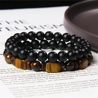 Nueva Pulsera Elástica de Doble Capa con Cuentas Cuadradas de Piedra Ojo de Tigre Natural Clásica y Hematita, Regalo Unisex